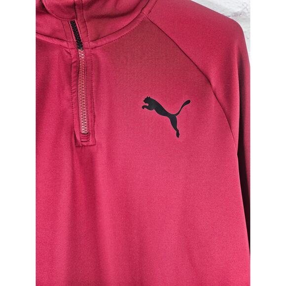 PUMA Men's Ess Active 1/4 Zip Runner Jacket Tibetan Medium Red Black - Picture 7 of 8
